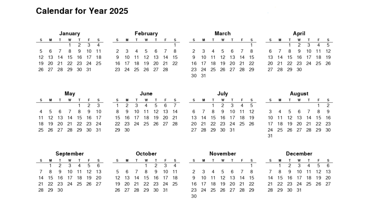 Calendar 2025 with 12 months Calendar 2025 with 12 months | Printable Calendar